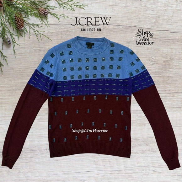 J.Crew Collection enamel embellished color block sweater *shop@iamwarrior - Picture 5 of 11